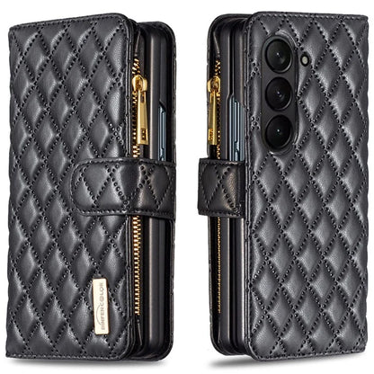 BINFEN COLOR For Samsung Galaxy Z Fold6 5G Case PU Leather Zipper Pocket Phone Cover