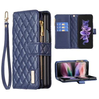 BINFEN COLOR For Samsung Galaxy Z Fold6 5G Case PU Leather Zipper Pocket Phone Cover