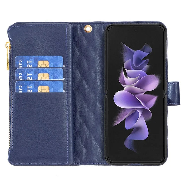 BINFEN COLOR For Samsung Galaxy Z Fold6 5G Case PU Leather Zipper Pocket Phone Cover