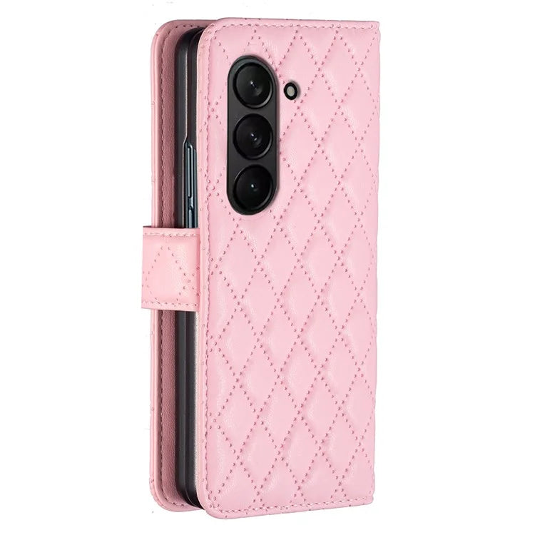 BINFEN COLOR For Samsung Galaxy Z Fold6 5G Case Rhombus Wallet PU Leather Phone Cover