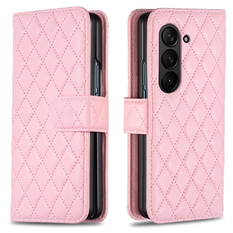 BINFEN COLOR For Samsung Galaxy Z Fold6 5G Case Rhombus Wallet PU Leather Phone Cover
