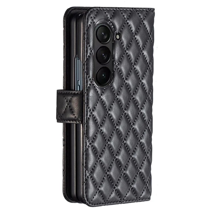 BINFEN COLOR For Samsung Galaxy Z Fold6 5G Case Rhombus Wallet PU Leather Phone Cover