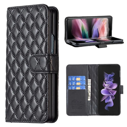 BINFEN COLOR For Samsung Galaxy Z Fold6 5G Case Rhombus Wallet PU Leather Phone Cover