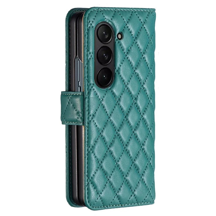 BINFEN COLOR For Samsung Galaxy Z Fold6 5G Case Rhombus Wallet PU Leather Phone Cover