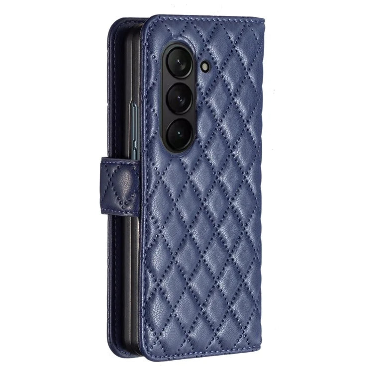 BINFEN COLOR For Samsung Galaxy Z Fold6 5G Case Rhombus Wallet PU Leather Phone Cover