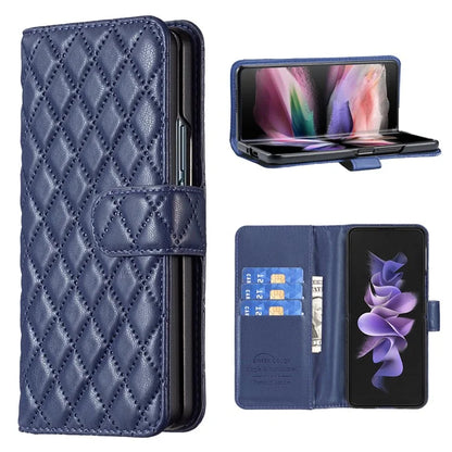 BINFEN COLOR For Samsung Galaxy Z Fold6 5G Case Rhombus Wallet PU Leather Phone Cover
