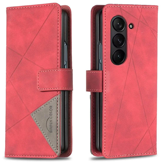 BINFEN COLOR BF05 For Samsung Galaxy Z Fold6 5G Case PU Leather Geometric Phone Cover