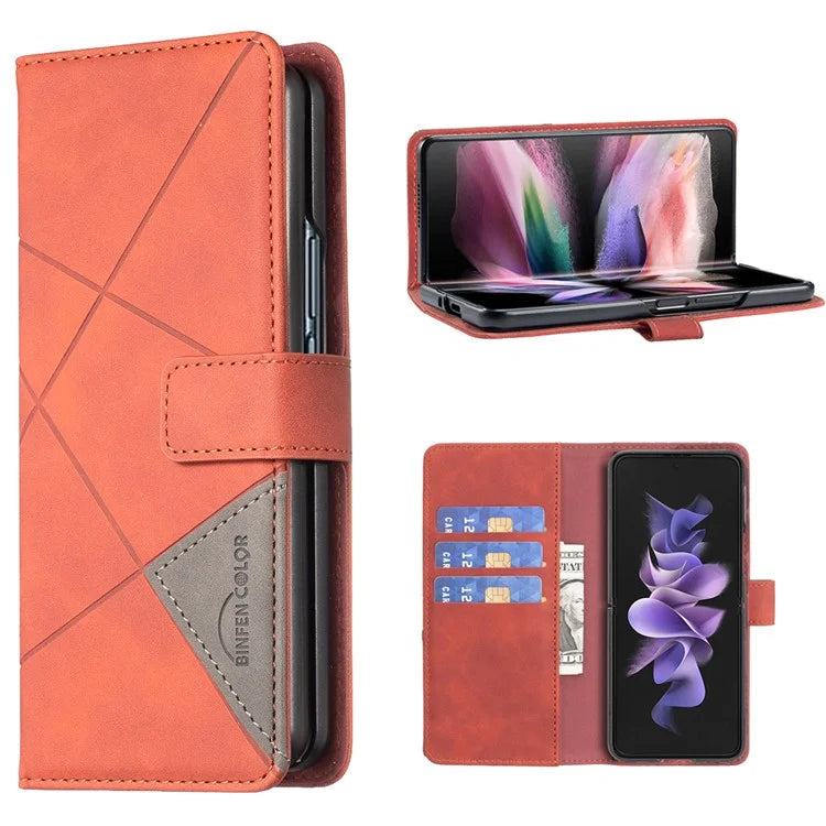 BINFEN COLOR BF05 For Samsung Galaxy Z Fold6 5G Case PU Leather Geometric Phone Cover