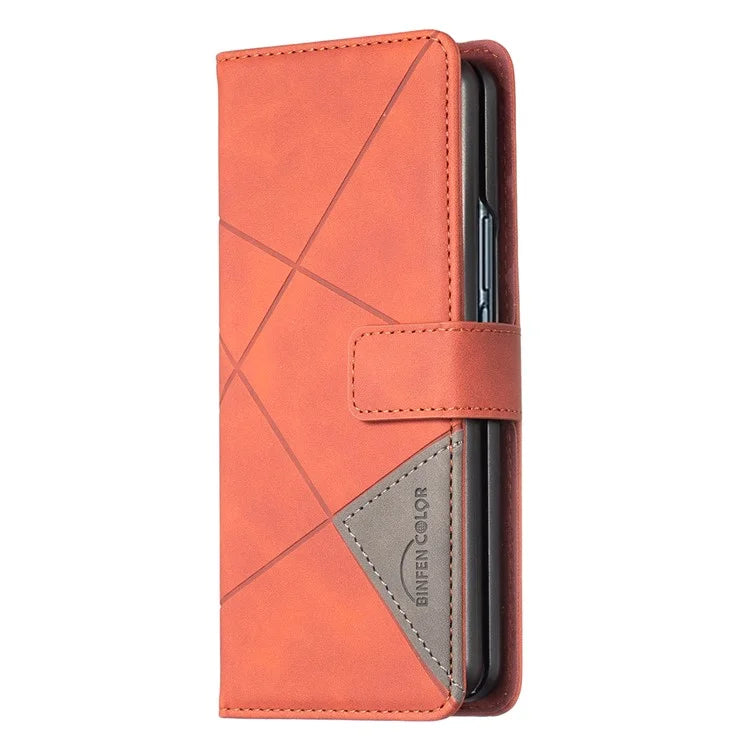 BINFEN COLOR BF05 For Samsung Galaxy Z Fold6 5G Case PU Leather Geometric Phone Cover
