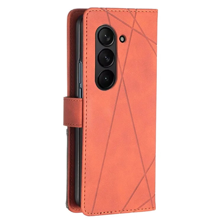 BINFEN COLOR BF05 For Samsung Galaxy Z Fold6 5G Case PU Leather Geometric Phone Cover