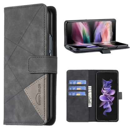 BINFEN COLOR BF05 For Samsung Galaxy Z Fold6 5G Case PU Leather Geometric Phone Cover