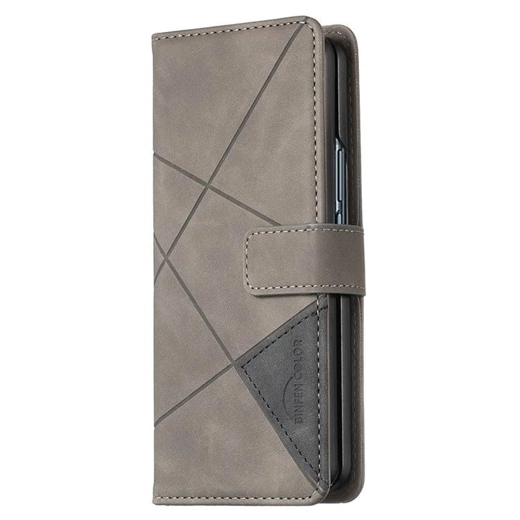 BINFEN COLOR BF05 For Samsung Galaxy Z Fold6 5G Case PU Leather Geometric Phone Cover