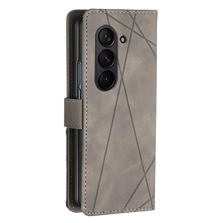 BINFEN COLOR BF05 For Samsung Galaxy Z Fold6 5G Case PU Leather Geometric Phone Cover