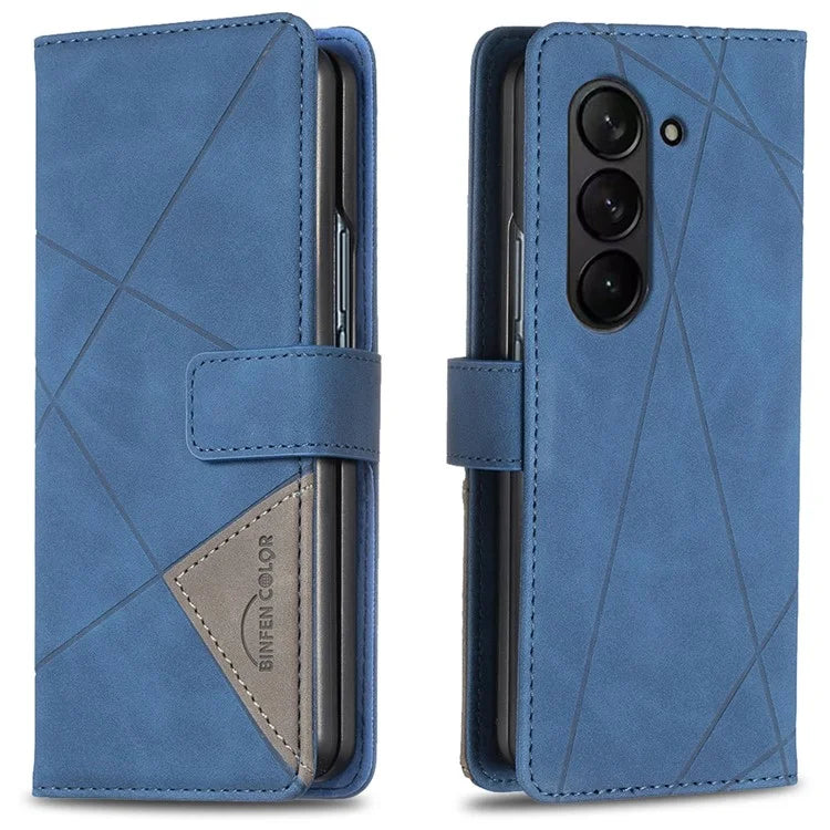 BINFEN COLOR BF05 For Samsung Galaxy Z Fold6 5G Case PU Leather Geometric Phone Cover