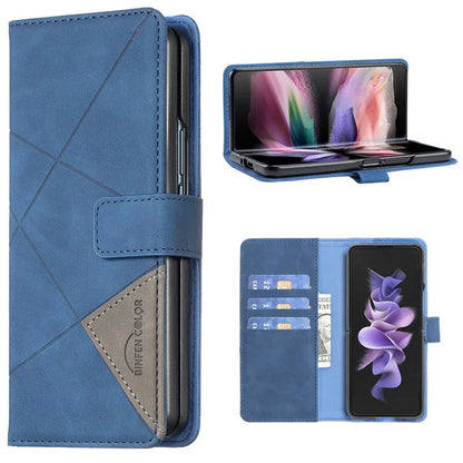 BINFEN COLOR BF05 For Samsung Galaxy Z Fold6 5G Case PU Leather Geometric Phone Cover
