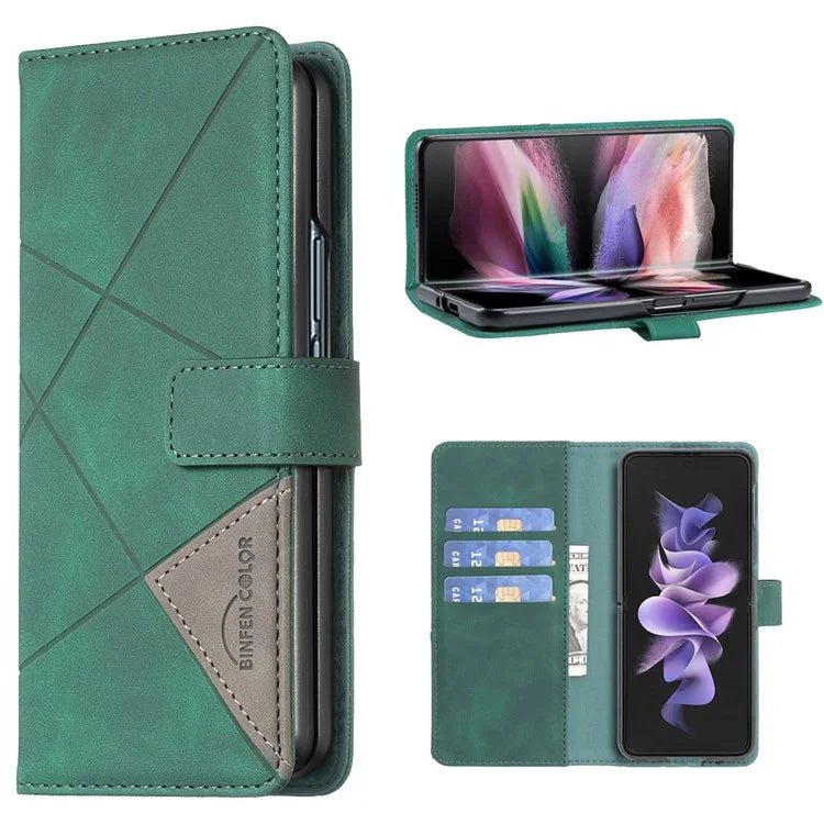 BINFEN COLOR BF05 For Samsung Galaxy Z Fold6 5G Case PU Leather Geometric Phone Cover