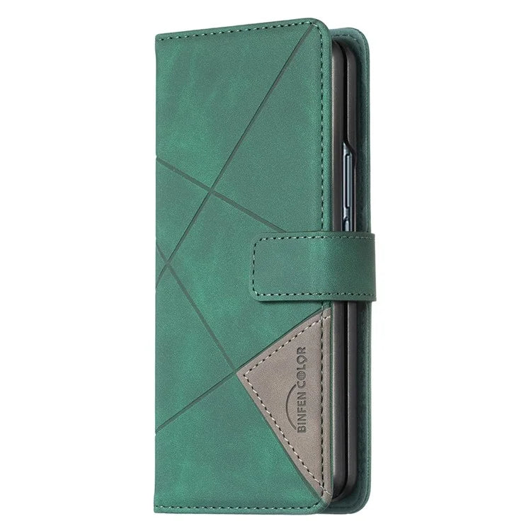BINFEN COLOR BF05 For Samsung Galaxy Z Fold6 5G Case PU Leather Geometric Phone Cover