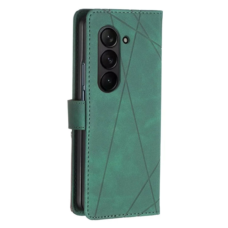 BINFEN COLOR BF05 For Samsung Galaxy Z Fold6 5G Case PU Leather Geometric Phone Cover