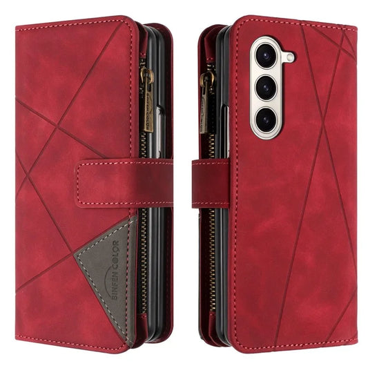 BINFEN COLOR For Samsung Galaxy Z Fold6 5G Case Zipper Pocket Wallet Leather Phone Cover