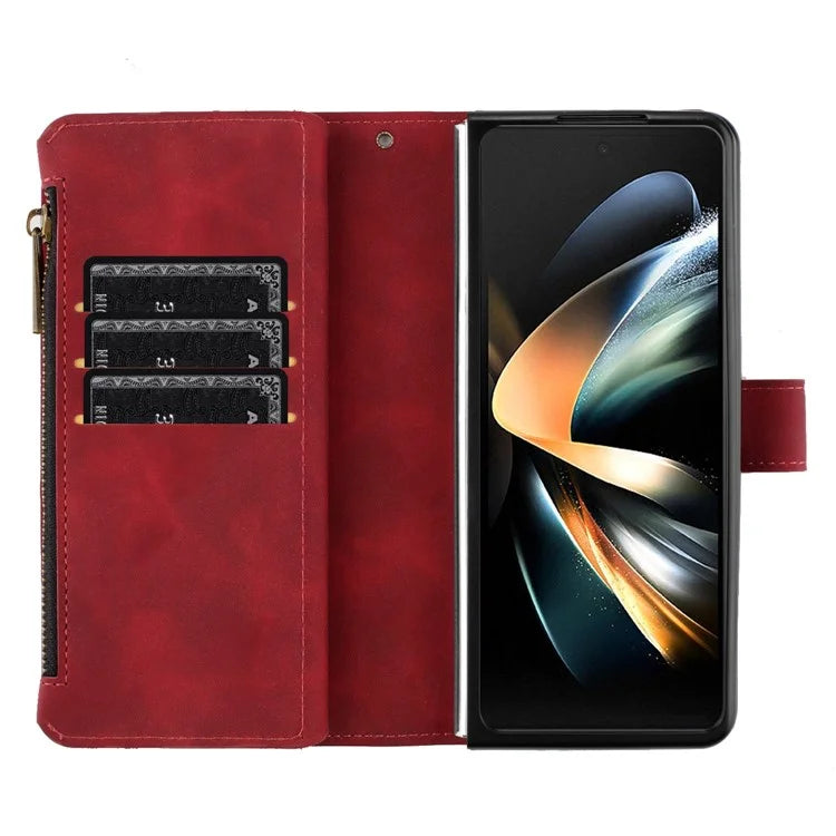 BINFEN COLOR For Samsung Galaxy Z Fold6 5G Case Zipper Pocket Wallet Leather Phone Cover