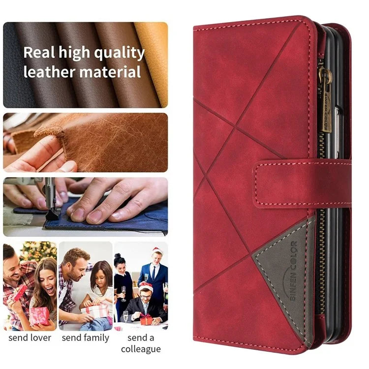 BINFEN COLOR For Samsung Galaxy Z Fold6 5G Case Zipper Pocket Wallet Leather Phone Cover
