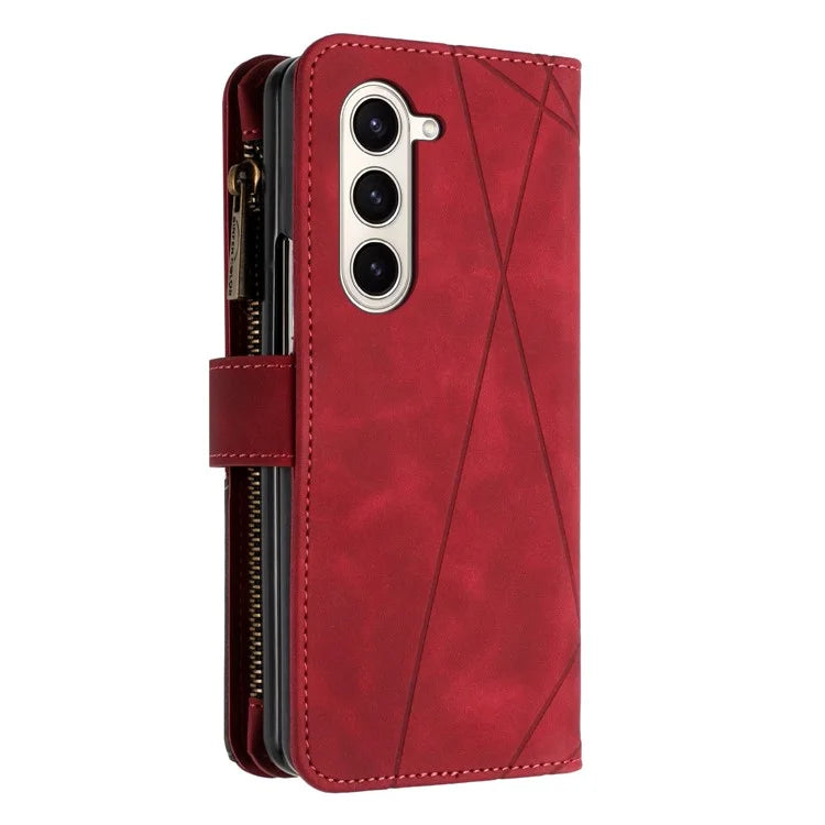 BINFEN COLOR For Samsung Galaxy Z Fold6 5G Case Zipper Pocket Wallet Leather Phone Cover
