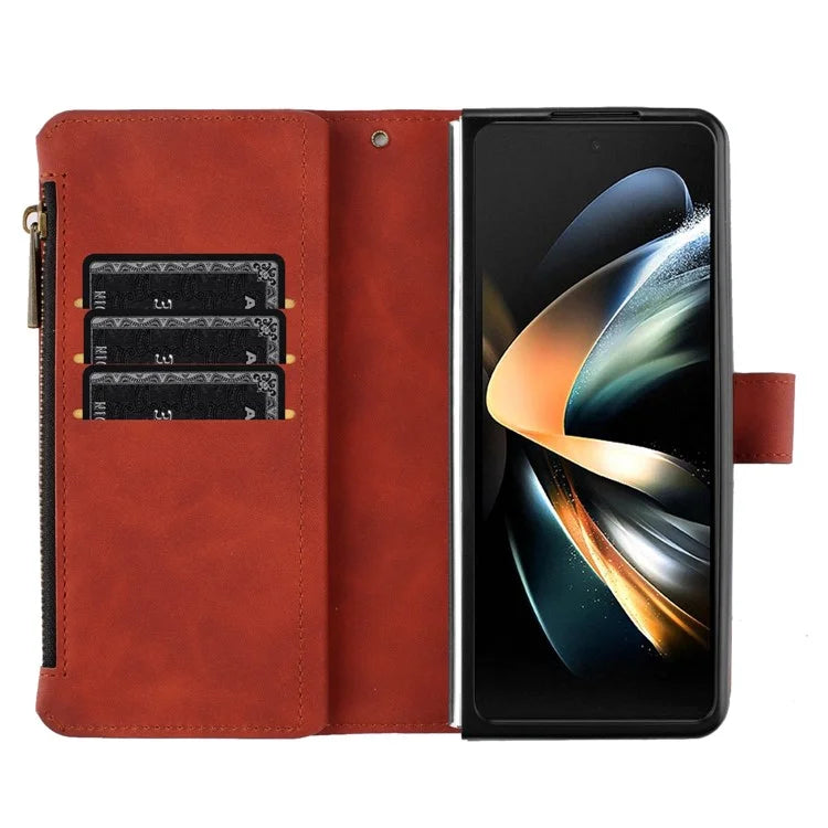 BINFEN COLOR For Samsung Galaxy Z Fold6 5G Case Zipper Pocket Wallet Leather Phone Cover