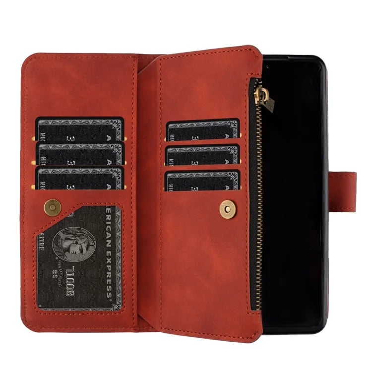 BINFEN COLOR For Samsung Galaxy Z Fold6 5G Case Zipper Pocket Wallet Leather Phone Cover