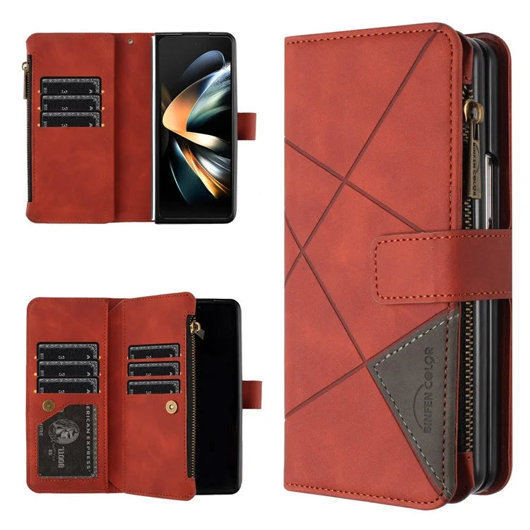 BINFEN COLOR For Samsung Galaxy Z Fold6 5G Case Zipper Pocket Wallet Leather Phone Cover