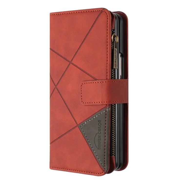 BINFEN COLOR For Samsung Galaxy Z Fold6 5G Case Zipper Pocket Wallet Leather Phone Cover