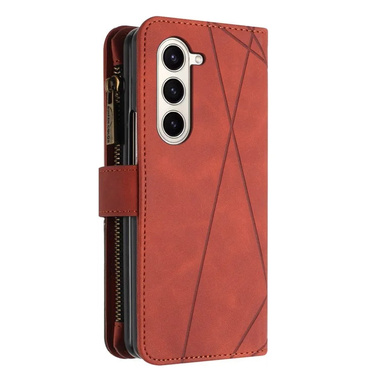 BINFEN COLOR For Samsung Galaxy Z Fold6 5G Case Zipper Pocket Wallet Leather Phone Cover