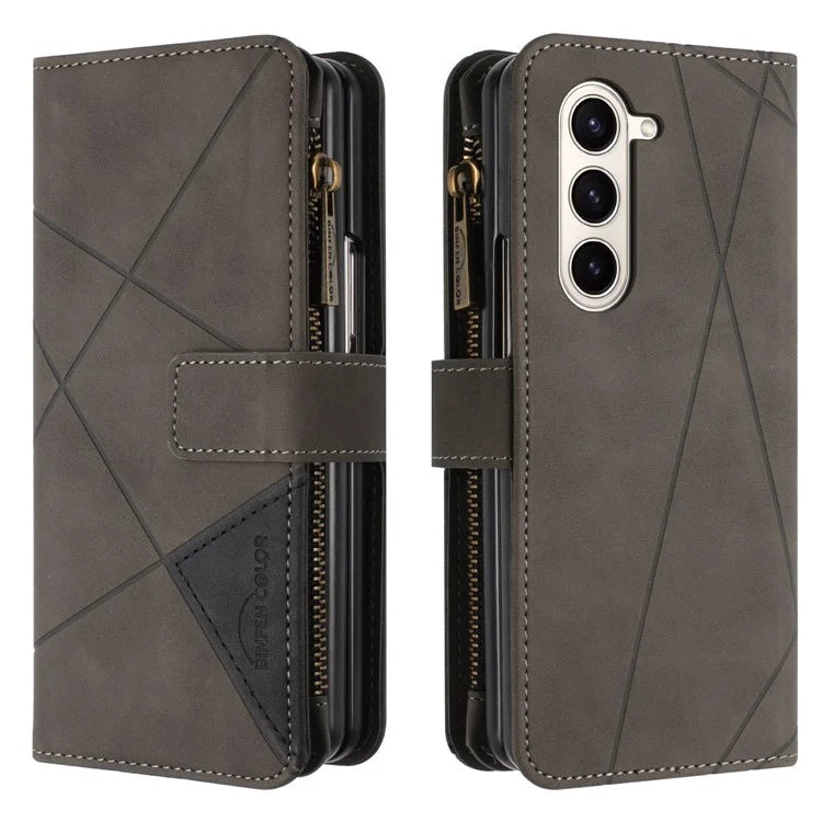 BINFEN COLOR For Samsung Galaxy Z Fold6 5G Case Zipper Pocket Wallet Leather Phone Cover