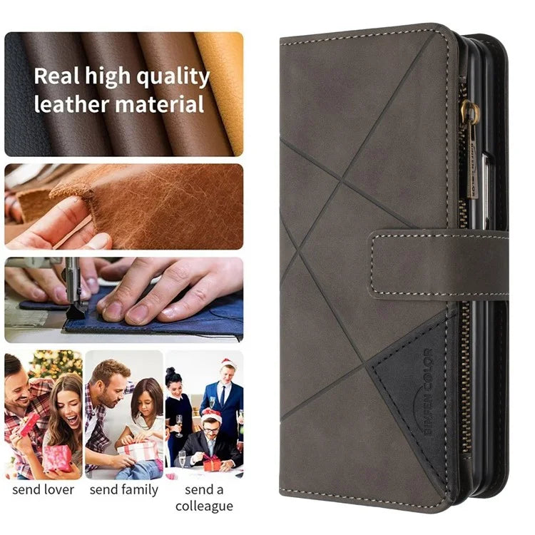 BINFEN COLOR For Samsung Galaxy Z Fold6 5G Case Zipper Pocket Wallet Leather Phone Cover