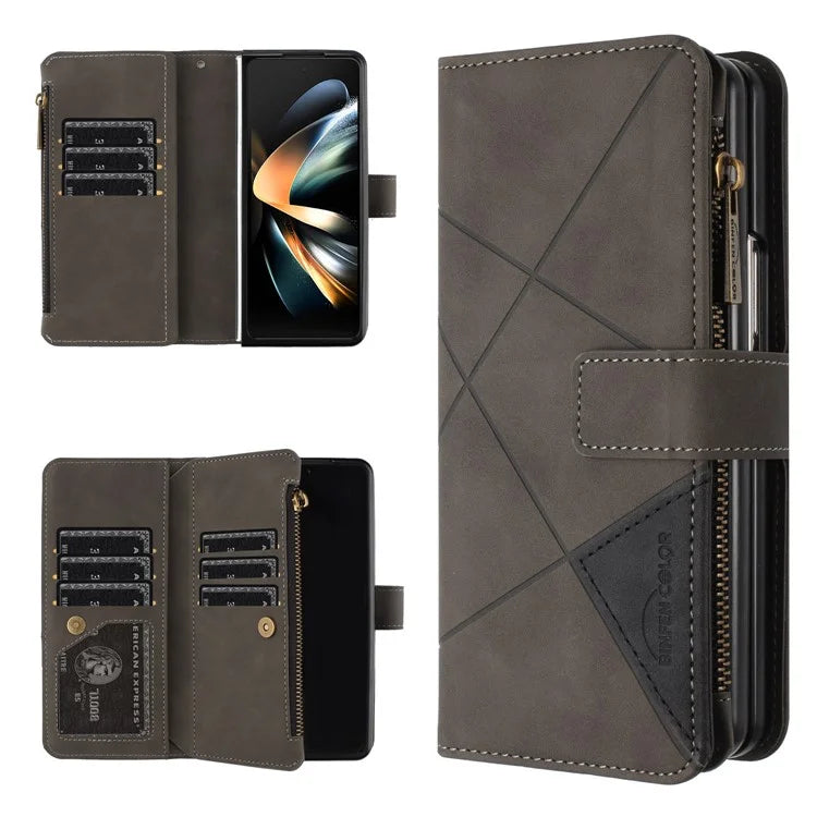 BINFEN COLOR For Samsung Galaxy Z Fold6 5G Case Zipper Pocket Wallet Leather Phone Cover