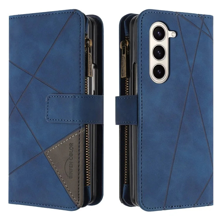 BINFEN COLOR For Samsung Galaxy Z Fold6 5G Case Zipper Pocket Wallet Leather Phone Cover