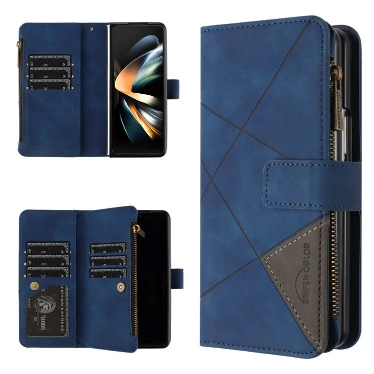 BINFEN COLOR For Samsung Galaxy Z Fold6 5G Case Zipper Pocket Wallet Leather Phone Cover