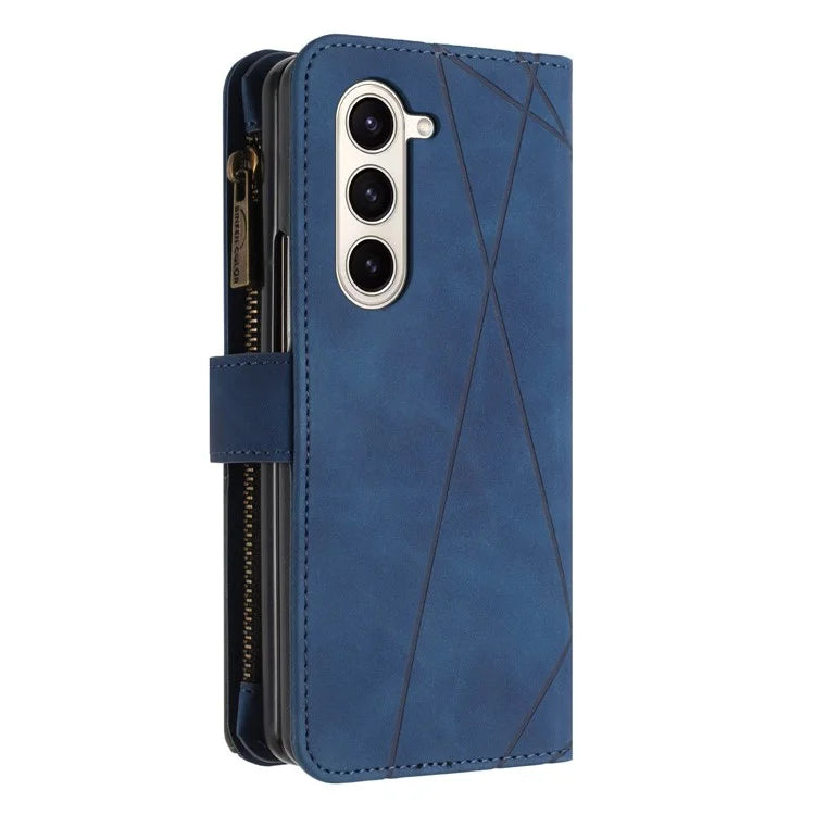 BINFEN COLOR For Samsung Galaxy Z Fold6 5G Case Zipper Pocket Wallet Leather Phone Cover