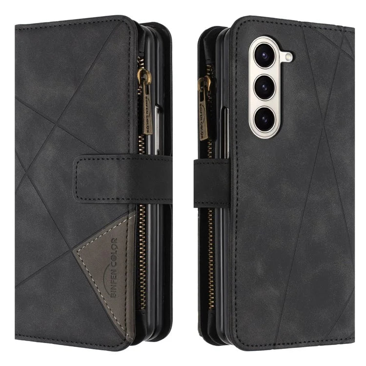 BINFEN COLOR For Samsung Galaxy Z Fold6 5G Case Zipper Pocket Wallet Leather Phone Cover
