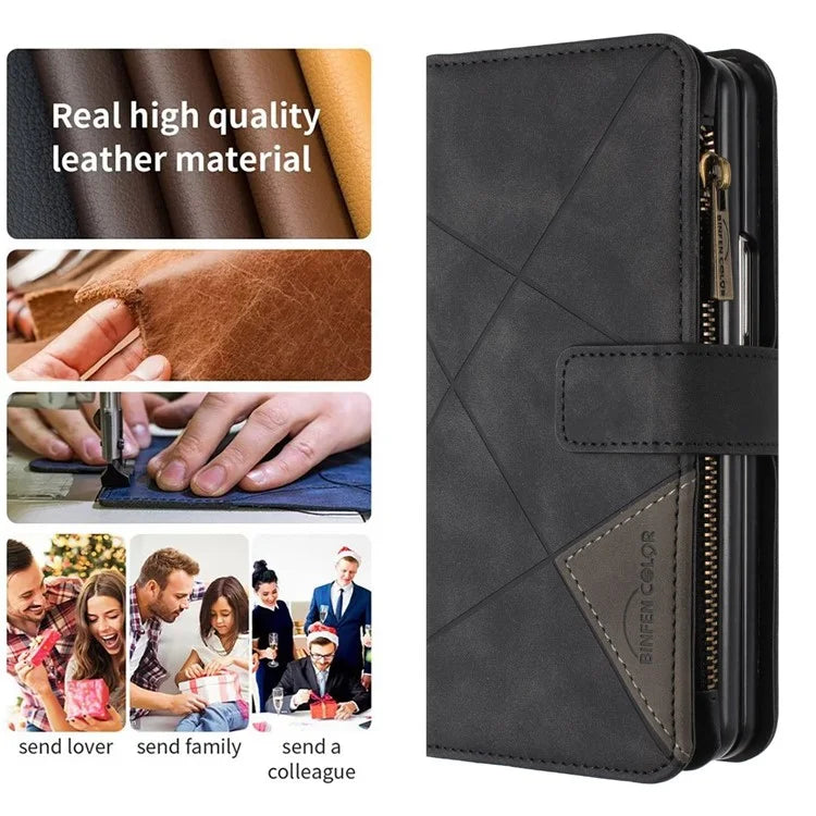 BINFEN COLOR For Samsung Galaxy Z Fold6 5G Case Zipper Pocket Wallet Leather Phone Cover