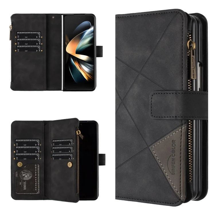 BINFEN COLOR For Samsung Galaxy Z Fold6 5G Case Zipper Pocket Wallet Leather Phone Cover