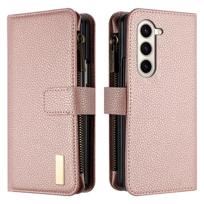 BINFEN COLOR For Samsung Galaxy Z Fold6 5G Case PU Leather Litchi Texture Zipper Phone Cover