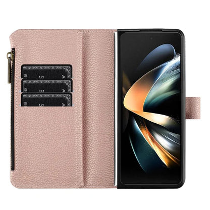 BINFEN COLOR For Samsung Galaxy Z Fold6 5G Case PU Leather Litchi Texture Zipper Phone Cover