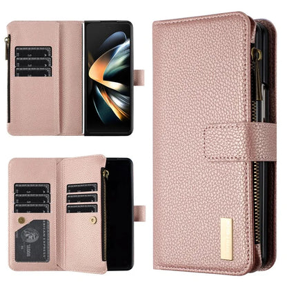 BINFEN COLOR For Samsung Galaxy Z Fold6 5G Case PU Leather Litchi Texture Zipper Phone Cover