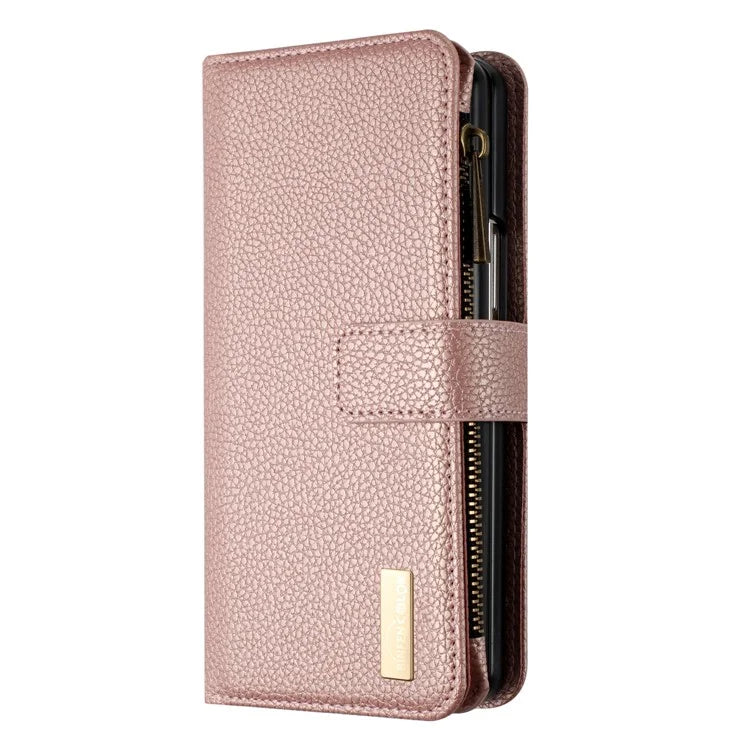 BINFEN COLOR For Samsung Galaxy Z Fold6 5G Case PU Leather Litchi Texture Zipper Phone Cover