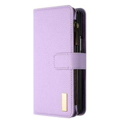 BINFEN COLOR For Samsung Galaxy Z Fold6 5G Case PU Leather Litchi Texture Zipper Phone Cover