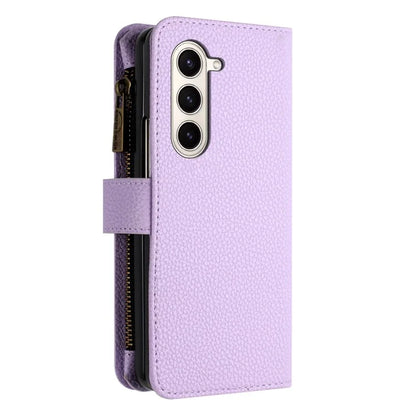 BINFEN COLOR For Samsung Galaxy Z Fold6 5G Case PU Leather Litchi Texture Zipper Phone Cover