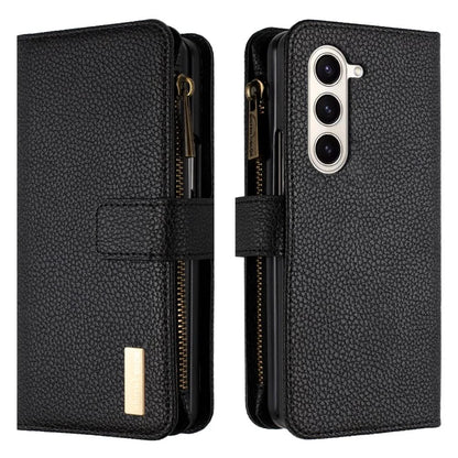 BINFEN COLOR For Samsung Galaxy Z Fold6 5G Case PU Leather Litchi Texture Zipper Phone Cover