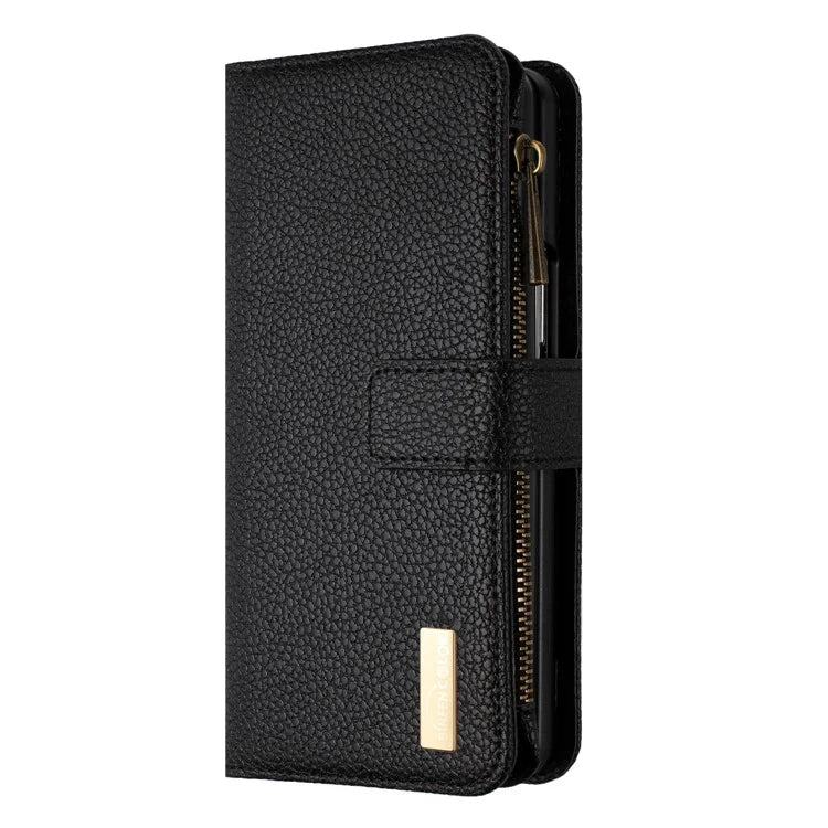 BINFEN COLOR For Samsung Galaxy Z Fold6 5G Case PU Leather Litchi Texture Zipper Phone Cover