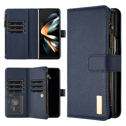 BINFEN COLOR For Samsung Galaxy Z Fold6 5G Case PU Leather Litchi Texture Zipper Phone Cover