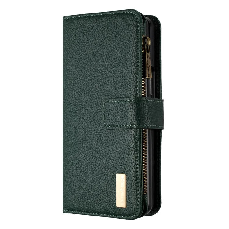 BINFEN COLOR For Samsung Galaxy Z Fold6 5G Case PU Leather Litchi Texture Zipper Phone Cover